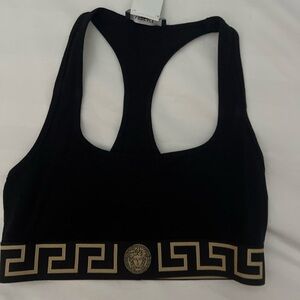 Versace Black Sports Bra with Gold Accents